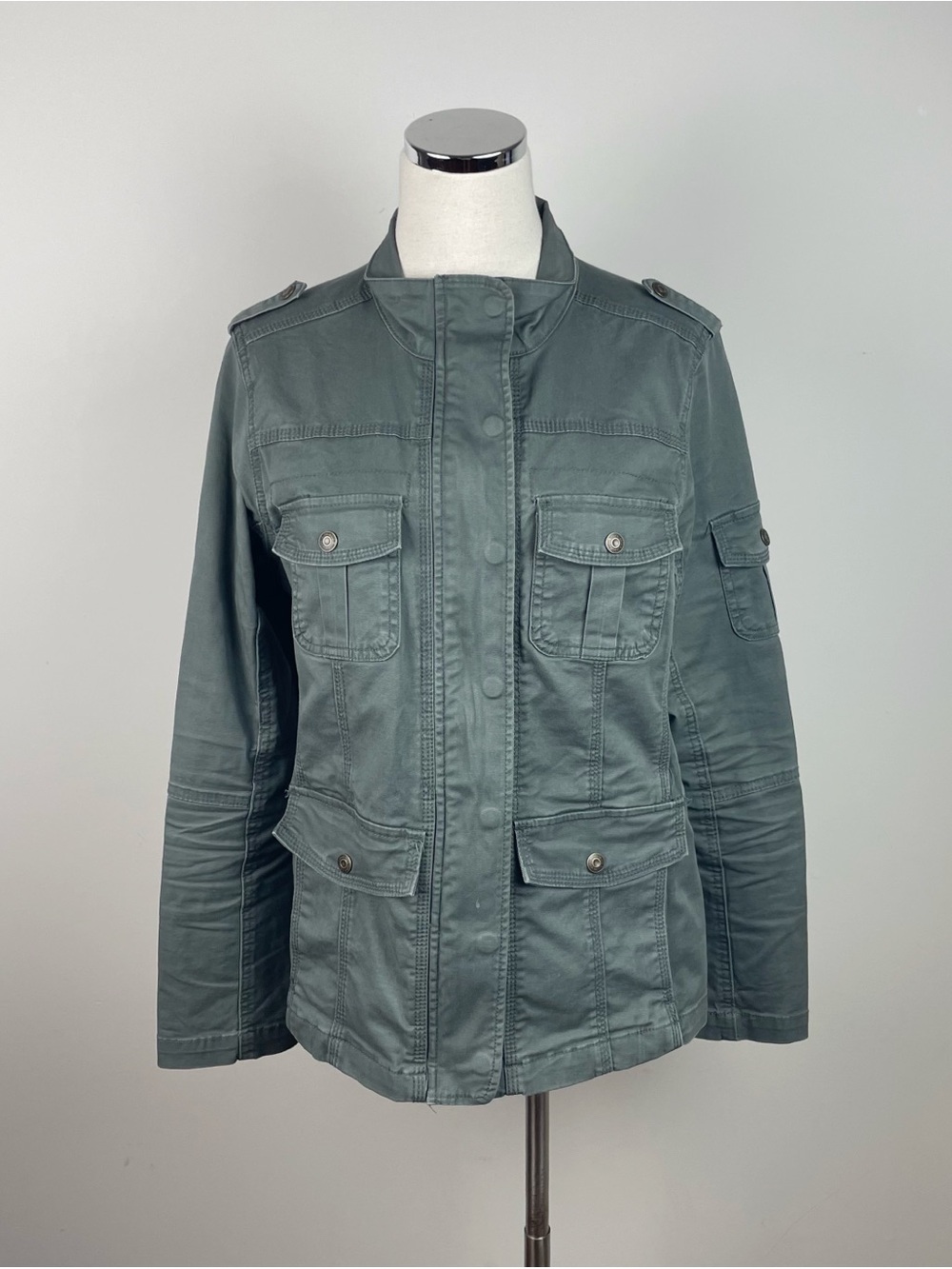 Kensie Olive Green Full Zip Moto Jacket Women Large
